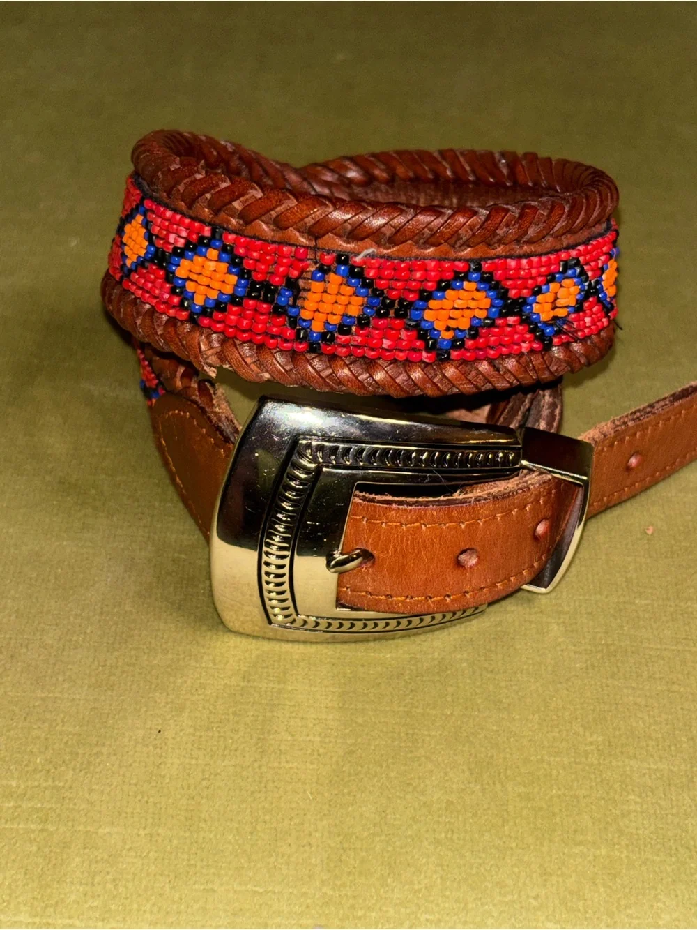 New Gammon Shire Bead Western Belt Cowboy Full Grain Leather Removable Buckle XS